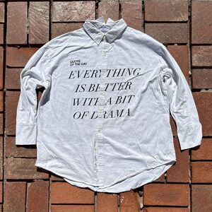 ZARA White long sleeve reversible button shirt "Quote of the Day" - Pre-Owned